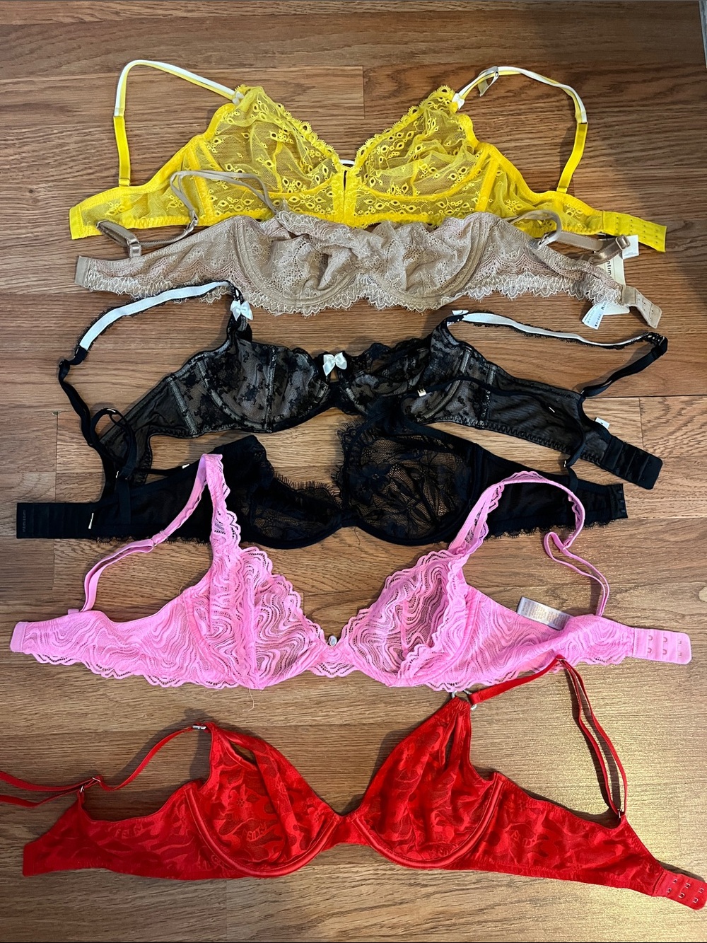 Savage X Fenty Lace Bra Set — Yellow, Beige, Black, Pink, Red